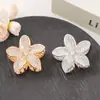 Pinza de Flor Completa de Diamantes Estilo Coreano Lujo Ligero Pinza Tiburón para Cabello Mitad Recogida en la Parte Trasera de la Cabeza Pinza de Cabello Elegante de Pedrería Plumeria para Mujeres