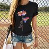 2023 masculino e feminino europeu e americano nova margarida borboleta impressão gola redonda solta manga curta t-shirt gola redonda
