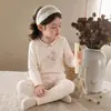 Pijama Infantil Lycra Roupa de Casa para Crianças Pequenas, Conjunto de Outono Sem Costura 100% Algodão, Conjunto de Duas Peças Cartoon para Meninos e Meninas