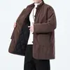 Inverno 2025 Novo Estilo Chinês Masculino Veludo Cotelê Traje Tang Casaco de Algodão Tamanho Grande Jaqueta Retrô Estilo Chinês Quente Espessa