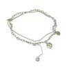 Collar de acero de titanio con múltiples capas de estilo hip hop, cadena de cuello sencilla y oscura con cara sonriente, cadena de lana exagerada para mujer.