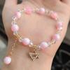 Cobertura de Leite Pingente de Diamante Pulseira de Cristal Coroa Feminina Estrela de Seis Pontas Cervo Contas Redondas de 8mm Pulseira de Contas Popcorn Creme