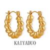 Europa y Estados Unidos transfronterizos ins de alto nivel temperamento todo partido aretes de torsión retorcidos moda femenina personalidad aretes de acero de titanio chapados en oro