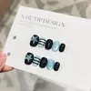 [Azul Estrela Cervo] Estrela Olho de Gato Estilo Curto Unhas Usáveis Totalmente Feitas à Mão Estilo Curto Adesivo de Arte de Unhas Doudou Adesivo de Unha Postiça