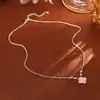 Collar Colgante de Trébol de Cuatro Hojas Rosa de Alta Venta Zirconia Brillante Cadena de Atmósfera con Candado Corazón Dulce Fresco Lindo Femenino