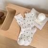 Calcetines de Encaje Marrones para Mujer, Calcetines de Media Pantorrilla para Otoño e Invierno, Calcetines de Felpa con Puntos Estilo Coreano, Medias Cálidas de Lana Retro de Invierno