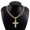 Collar de Cadena Cubana de Aleación Exagerada Hip-Hop con Colgante de Cruz de Circonita Transfronterizo Europeo y Americano Creativo de Moda