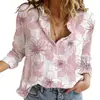 Camisas de Manga Larga Transfronterizas Primavera, Otoño e Invierno 2026, Camisas Simples de Moda Trendy para Mujer, Camisas de Solapa Estampadas en 3D de Color Sólido