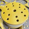 Papel de Lija Automotriz Amarillo de 6 Pulgadas y 15 Agujeros con Respaldo de Arena 150mm Anti-Obstrucción Resistente al Desgaste Lija de Disco para Lijado de Pintura