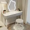 Tocador tipo crema para dormitorio, tocador simple para maquillaje, tocador moderno de lujo ligero, tocador tipo nube estilo princesa