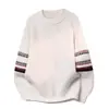 Suéter Retro Jacquard de Cuello Redondo para Hombre Otoño Invierno Capa Base Engrosada Holgado Bloque de Color Manga Larga Tejido Prendas de Punto Suéter Casual Lana