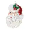 Enfeites de Vidro com Rosto de Papai Noel Decorações de Natal de Vidro Enfeites Festivos para Árvore de Natal Artesanato em Vidro