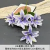 Ornamento Artificial de Lírio de 4 Cabeças com Pétalas Duplas para Decoração de Casa Flor Artificial Adereço de Fotografia Buquê Cenário para Vitrine Decoração de Flor Artificial