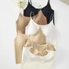Camisole de seda gelada sem costura de verão com bojos embutidos para fitness e yoga