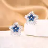 Moda Coreana Nuevos Pendientes de Estrella de Mar con Circonita Blanca y Azul para Mujer, Elegantes de Alta Gama Estilo Ins, Pendientes de Estrella Versátiles al por Mayor