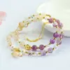 Pulsera Doble Círculo de Cuarzo Fantasma Morado Natural y Cristal Amarillo Torre Pulsera de Cristal al por Mayor para Atracciones Turísticas S6011601