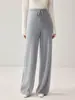 Pantalones de Cachemir de Cintura Alta Pierna Recta para Mujer Gruesos Sueltos de Pierna Ancha Casual Adelgazantes de Temperamento Versátiles Tejidos