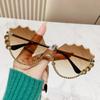 Gafas de sol irregulares con incrustaciones de diamantes 2024 nuevas gafas de sol para mujer cara grande que adelgazan las gafas de sol anti-ultravioleta forma cóncava