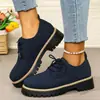 Zapatos Casuales de Talla Grande Transfronterizos para Mujer 2026 Otoño/Invierno Nuevos Zapatos Casuales Tipo Mocasín con Cordones y Suela Gruesa para Mujer Venta al por Mayor