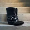 Botas Martin con Remaches Retro Punta Fina Caña Media para Pantalones Botas Estilo Callejero para Mujer Tacón Grueso Versátil Moda Botas de Jinete