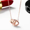 Collar de doble aro en oro rosa de 18 quilates con baño blanco, cadena de clavícula para mujer, pequeña serie fresca Mori, una generación de cabello