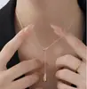 L171 Venta al por mayor Simple Ol Collar de Verano para Mujer con Borlas Doble Gota de Agua Cadena Brillante para Clavícula Acero Inoxidable Chapado en Oro de 18K