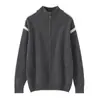 Nuevo Estilo Otoño e Invierno Unisex Cuello Alto Grueso Estilo Perezoso Bloque de Color Cremallera Suéter Cardigan de Punto de Lana