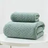 Conjunto de Toalhas de Banho Coral Fleece Liso Orelha de Trigo para Adultos, Espessado, Absorvente, Ampliado, Exportação Transfronteiriça, Macio, Atacado