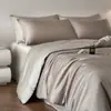 Juego de ropa de cama de lujo de seda helada de cuatro piezas para dormitorio principal de verano, que incluye sábana plana, sábana ajustable, funda de edredón y juego de ropa de cama de tres piezas