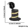 Nova Presilha de Cabelo de Gato para Ano Novo Pena Malha Adereço de Cabeça para Pet Evento de Véspera de Ano Novo Fantasia Cão Preto Dourado Coroa Presilha de Cabelo
