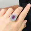 Anel de Ametista Natural Pedra Principal 7x 9mm Corpo Inteiro Rede Cor Fogo 925 Prata Seiko Cravação Fábrica Outlet