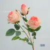 Rosa Torre de 3 cabezas rama única rosa artificial flor de seda decoración pared de flores salón de bodas arreglo floral guía de camino exhibición entrada sala de estar