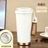 Taza térmica muy elegante para viajes y uso en la oficina, revestimiento interior de acero inoxidable 316, opción de doble bebida, con correa de asa, personalizable, taza de café al por mayor
