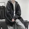 Sudadera con capucha de cárdigan para hombre, nueva tendencia de estilo coreano para otoño, chaqueta holgada casual de color liso, disponible para venta al por mayor