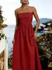 Vestido Strapless Nuevo Estilo Verano 2026 Transfronterizo, Color Sólido, Cintura Alta, Vestido Largo Adelgazante para Vacaciones, Estilo Europeo y Americano, Múltiples Colores