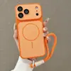Funda protectora magnética con cordón adecuada para funda de teléfono Apple 18PRO, 16, iPhone 17, acabado mate bicolor, a prueba de golpes