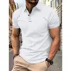 Nueva Camiseta de Verano para Hombre Moda Sencilla Versátil Camiseta de Manga Corta Color Sólido Cuello Solapa Manga Corta