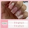 24 Piezas de Parches Blancos Largos para Manicura Más Vendidos, Parches Suaves de Flor para Uñas, Uñas Postizas Wearables Largas con Polvo de Brillo