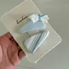 Grampo de Cabelo com Laço Listrado Azul Menta Quebra-Clipes Grampo para Franja de Menina pequena conjunto Grampo Bico de Pato Grampo para Cabelo Quebrado Infantil
