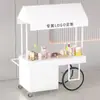 Carrinho de feira em ferro forjado, carrinho de lanches de rua móvel, suporte de exibição, carro alegórico de mercado noturno, barraca de mercado ao ar livre, carrinho de atacado