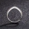 Anillo Abierto Ajustable en Forma de V con Circonita Incrustada de Diamante Personalizado de Moda Transfronteriza para Mujer