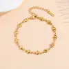 Pulsera única de acero de titanio con corazón entrelazado, oro de 18 quilates, no se decolora, joyería versátil de lujo de alta gama para mujer, en stock para venta al por mayor