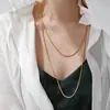 Collar de Acero de Titanio Doble Capa Cadena Plana de Serpiente Personalidad Ins Estilo Minimalista Gargantilla Cadena de Clavícula de Moda Joyería que No se Desvanece