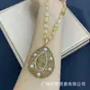 Cadena para suéter de otoño e invierno con mineral de citrino natural y perla pequeña, collar de joyería popular vintage francés