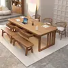 Escritorio Grande Largo de Madera Maciza con Cajones para Uso Doméstico, Adecuado para Leer, Estudiar, Trabajar y Comer, Mesa Todo en Uno