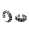 Anillo Nuevo Plateado Incrustado con Circonita Apertura Anillo Retro Viejo Anillo de Moda Tendencia Venta Directa de Fábrica