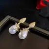 Pendientes de perlas de cristal de circón exquisitos, de lujo, ligeros, europeos y americanos, con diseño de nicho, pendientes circulares de alta gama, pendientes de moda para mujer