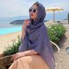 Lenço Plissado de Cor Sólida Nicho Feminino Quatro Estações Moda Elegante Versátil Fotografia ao Ar Livre Viagem Calças Xale Longo