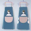 Delantal de Cocina Impermeable y a Prueba de Aceite con Dibujos Animados para Hombres y Mujeres, Ropa de Trabajo, Delantal Limpiable a Mano, Modelo de Pareja Anti-Manchas de Aceite