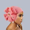 Temsyin Estilo de Moda Nuevo Transfronterizo Turbante Desordenado de Flor de Pedrería Sombrero de Copa Plana Sombrero Africano